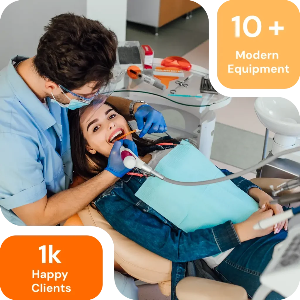 Dentist cleaning a patient's mouth